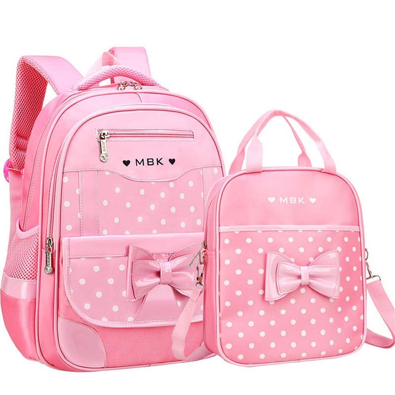 VIDOSCLA School Bags for Girls,2Pcs Bowknot Students Backpack,Elementary Princess Bookbag Sets for School - Image 1